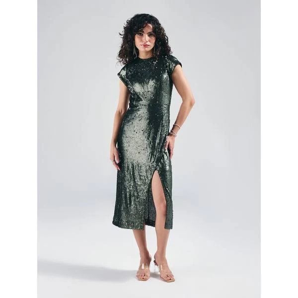 Diya Agarwal - Sequined Net Solid Maxi Dress